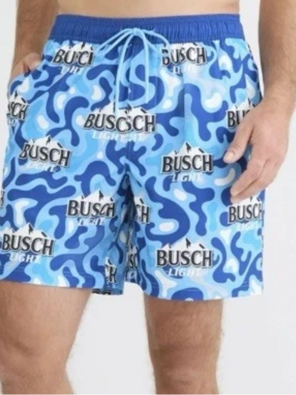 Busch Light Beer Mens Swim Trunks Board Shorts Big Tall 3XL Lined Elastic Waist